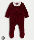 Fredflo velour bow sleepsuit