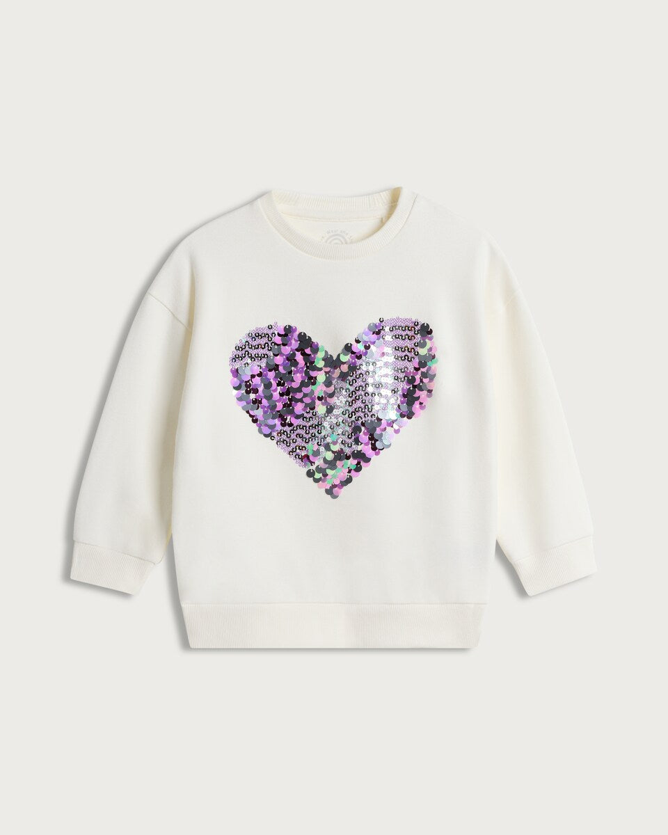 F&F Girls loopknit heart Sequin Sweatshit