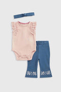Mothercare Meadow Flared Leggings, Bodysuit and Headband Gift Set - Pink
