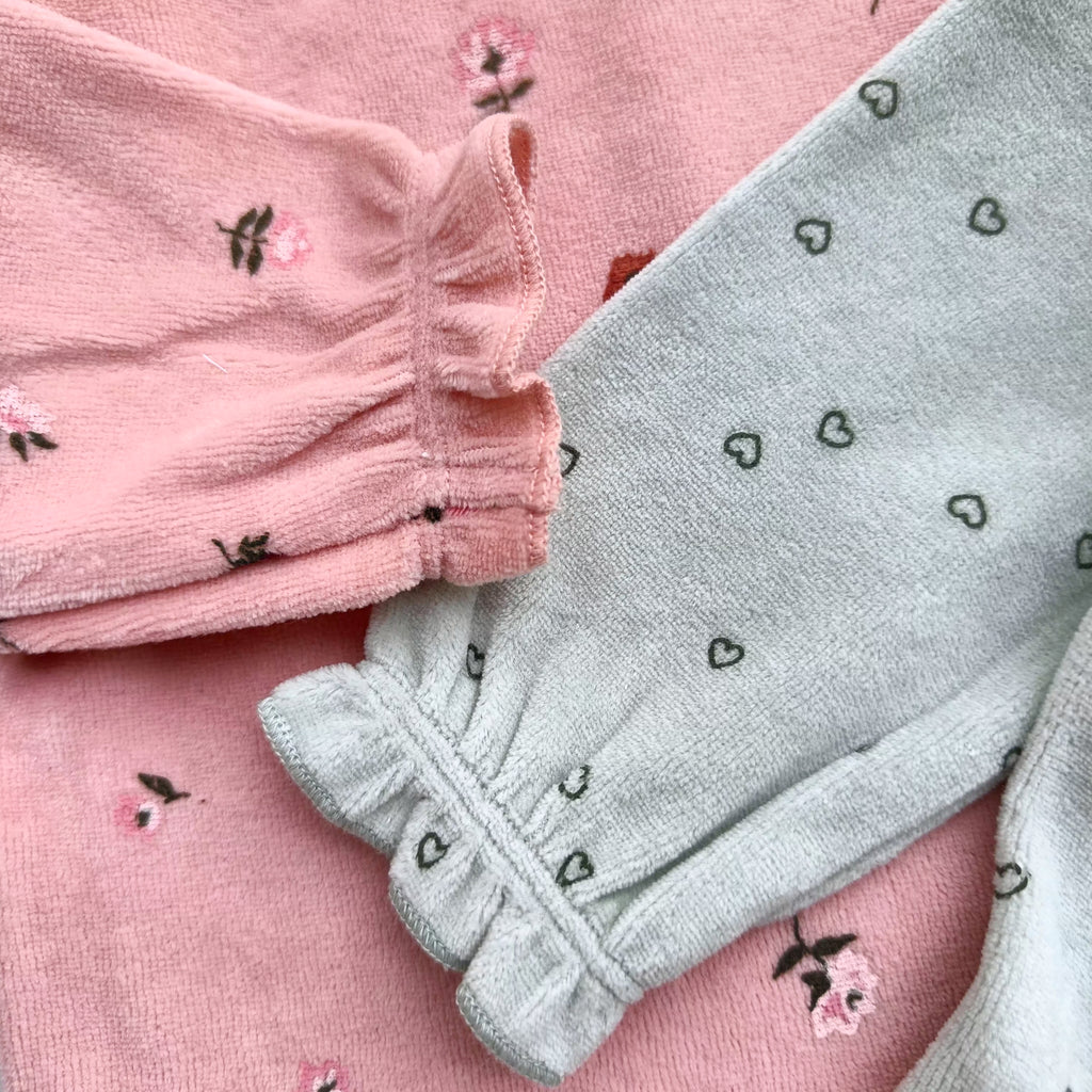 Heart Print Velour Bodysuit