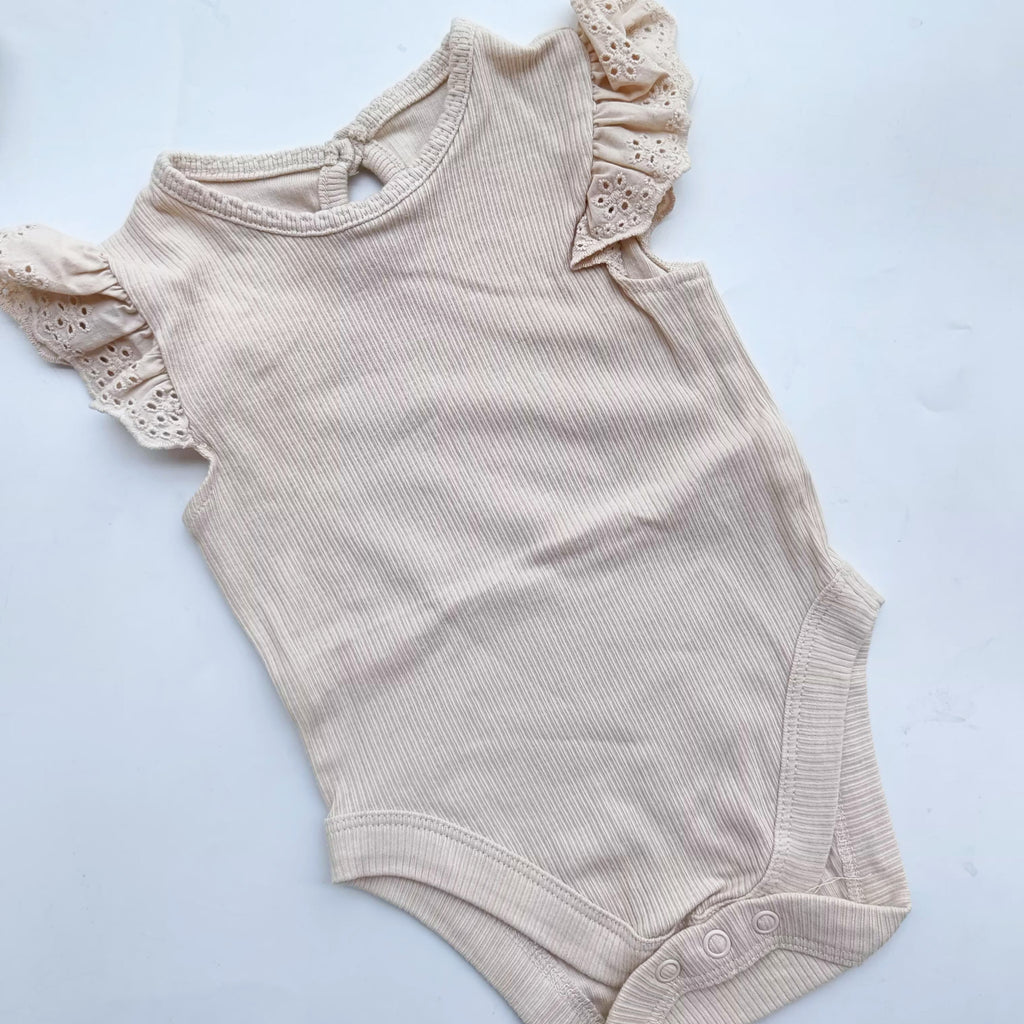 George Soft Ribbed Flutter Sleeve onsies