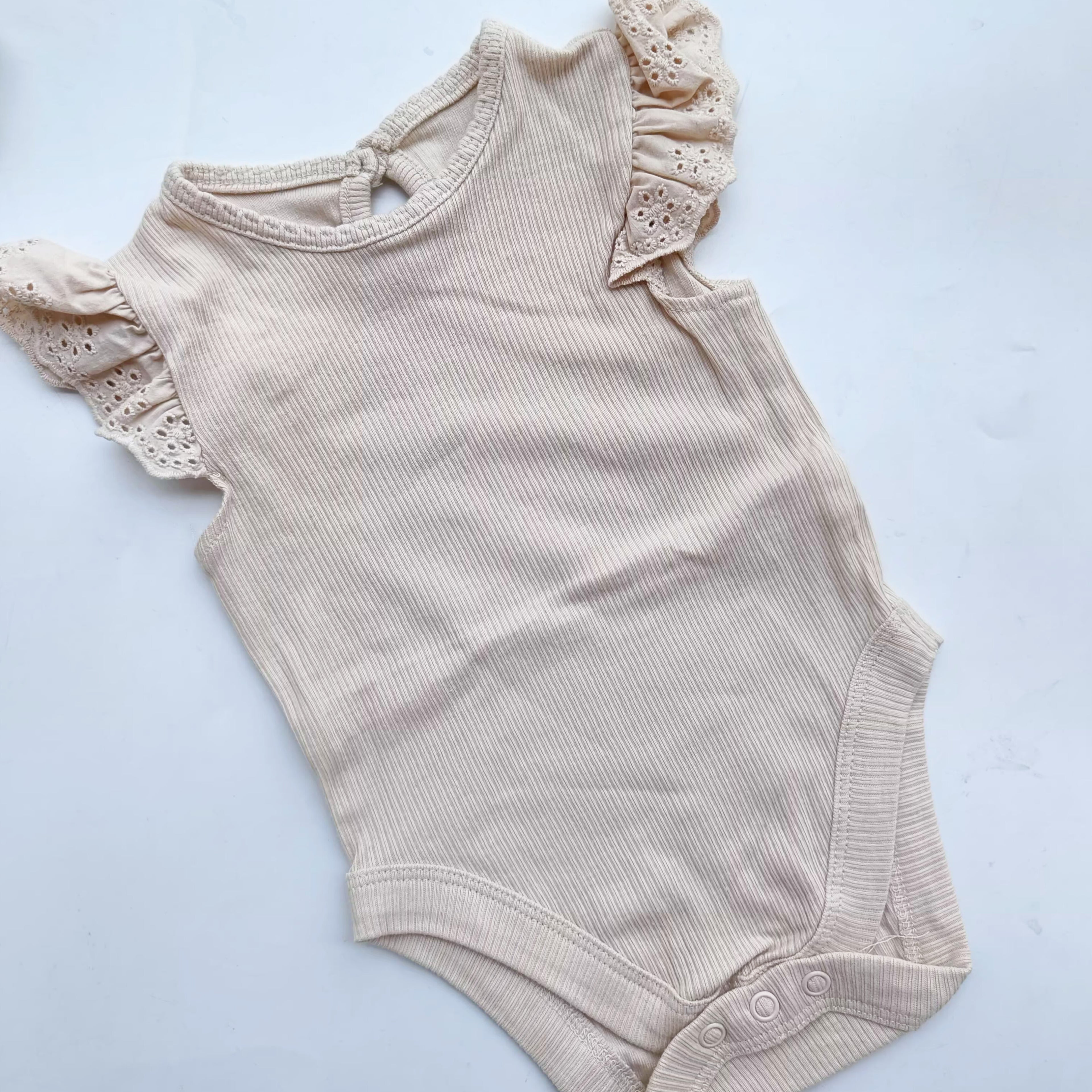 George Soft Ribbed Flutter Sleeve onsies