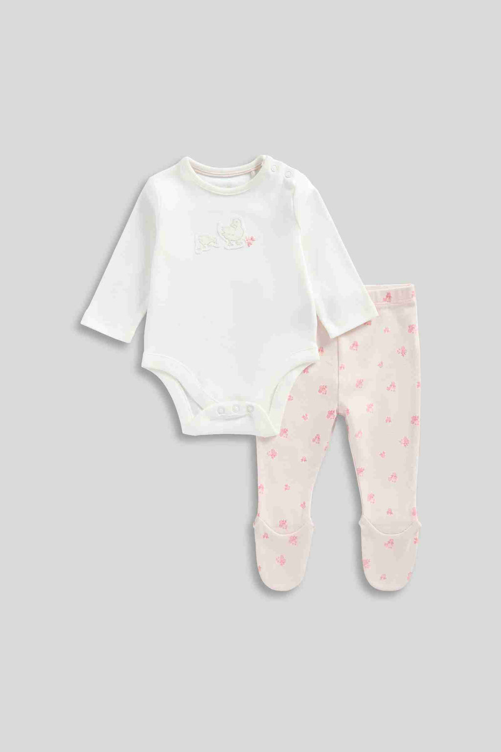 Mothercare Classic Floral Summer 100% Cotton Bodysuit and Leggings Gift Set - White