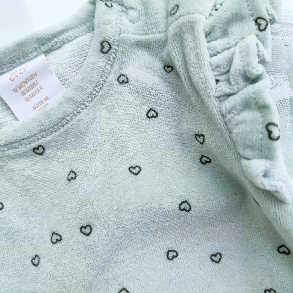 Heart Print Velour Bodysuit