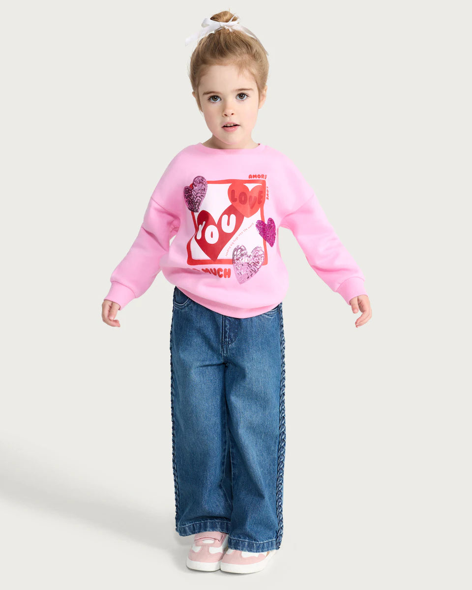 F&F Girls fleece Love Sequin Sweatshirt