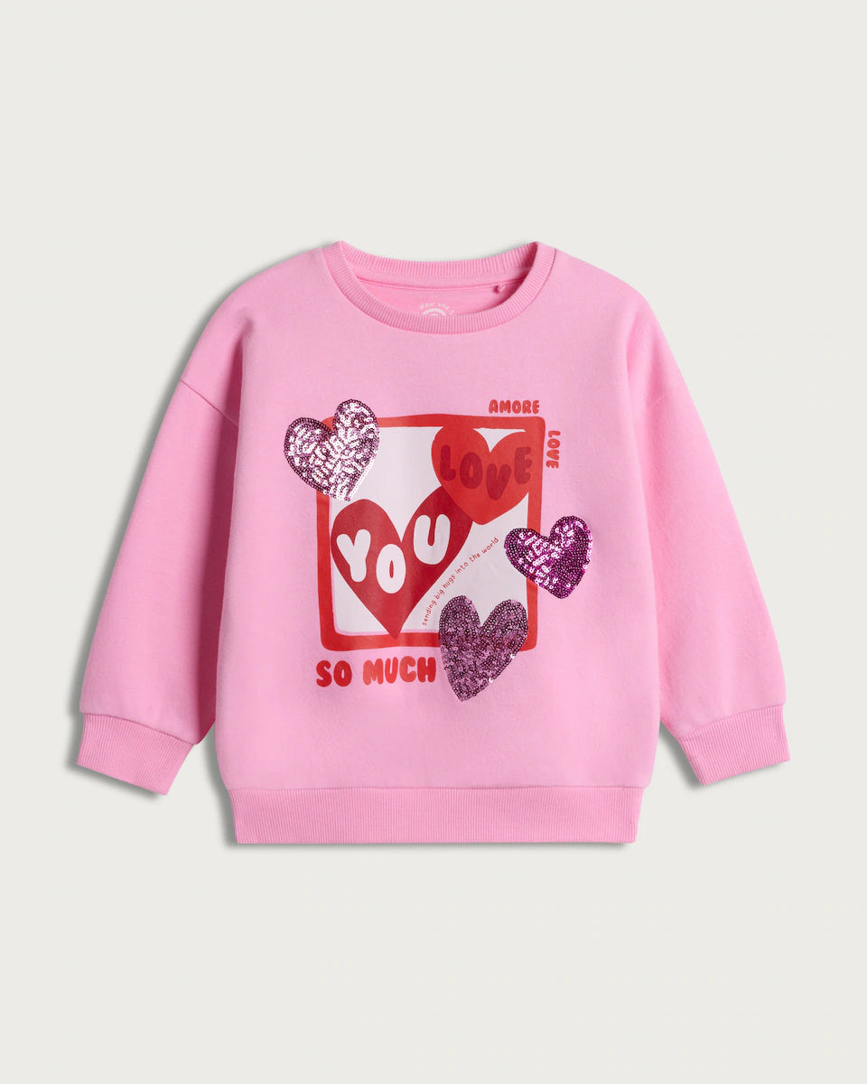 F&F Girls fleece Love Sequin Sweatshirt