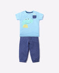 Blue graphic tshirt set and pant