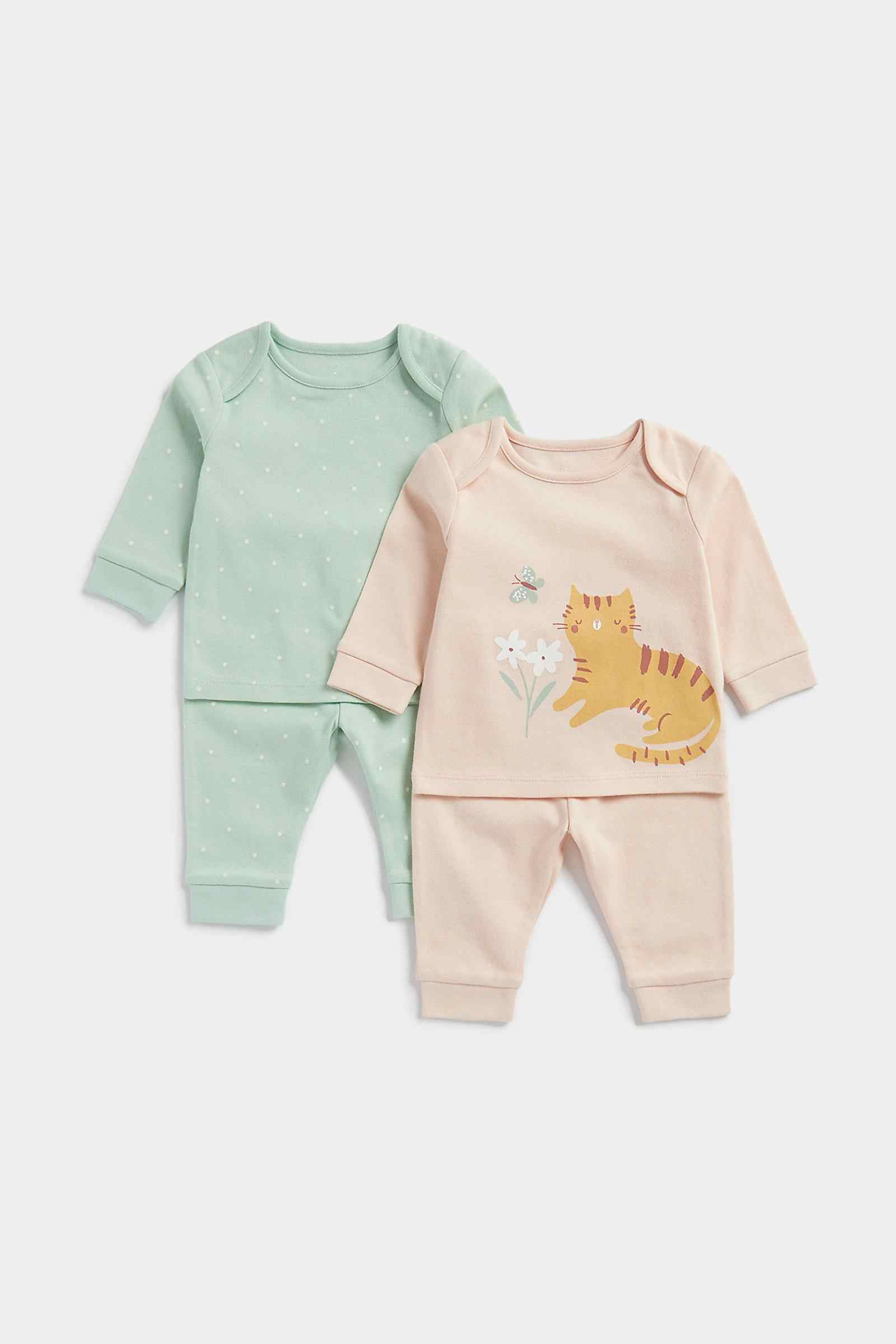 Mothercare Unisex Full Sleeves Pyjama Set - Pack of 2 - Green