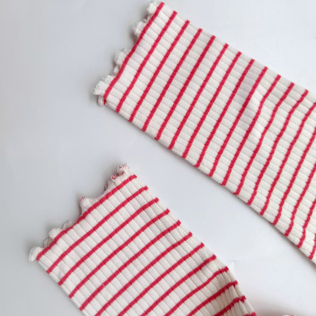 M&S white red stripes