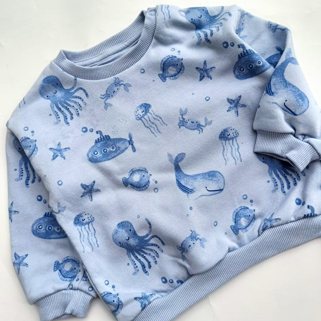 Fredflo Blue sea print thin fleece set