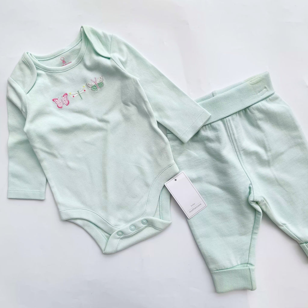 Mothercare romper pant set green