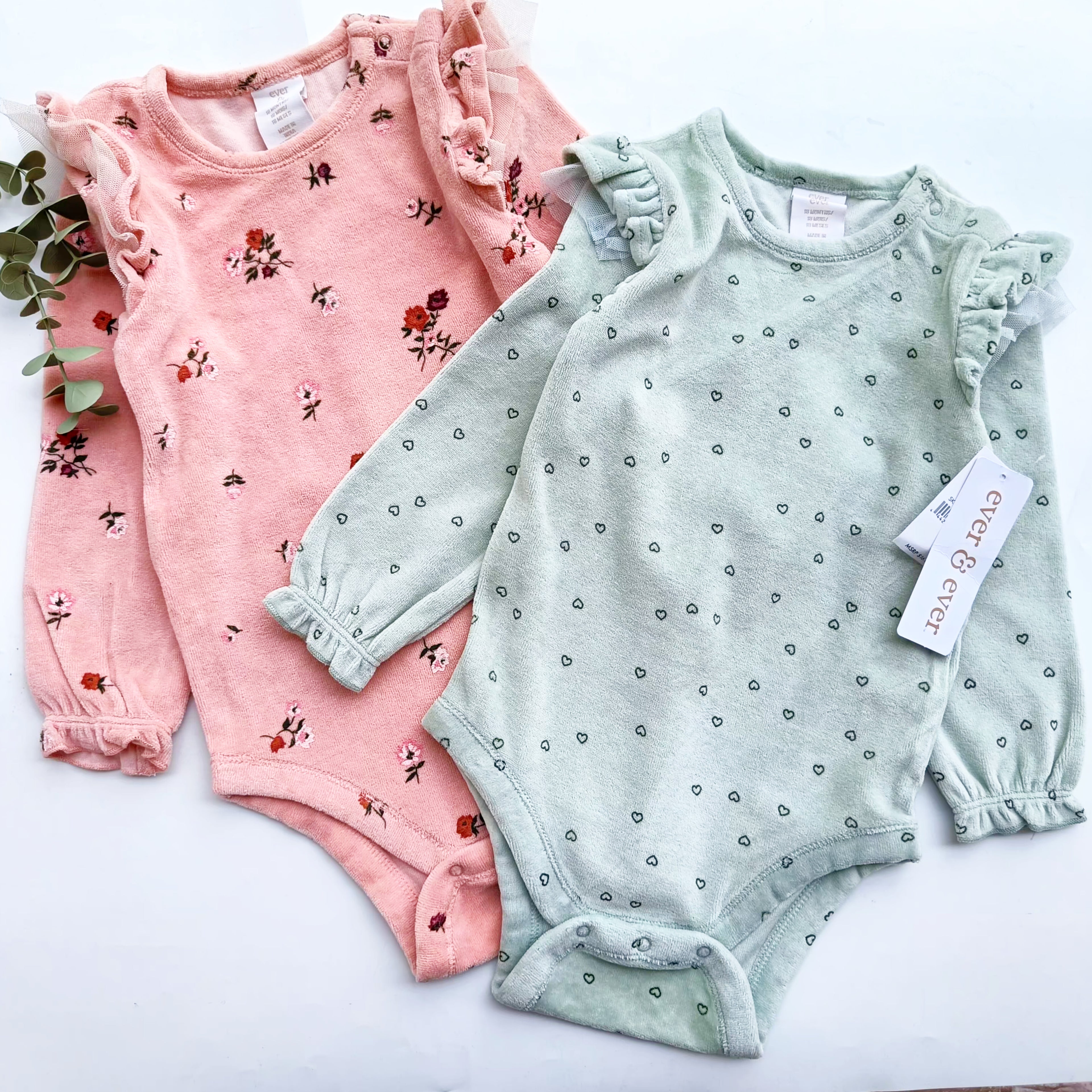 Heart Print Velour Bodysuit
