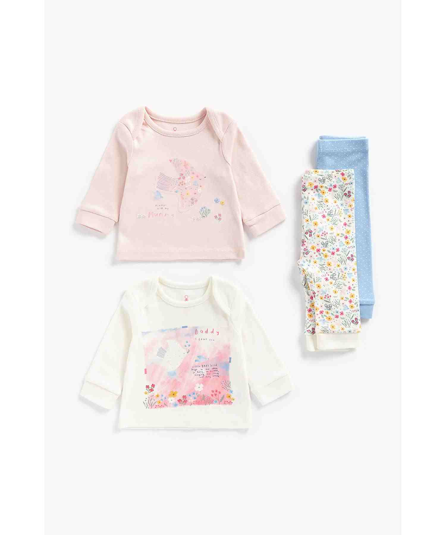 Mothercare pack of 2 payjama floral pinkset